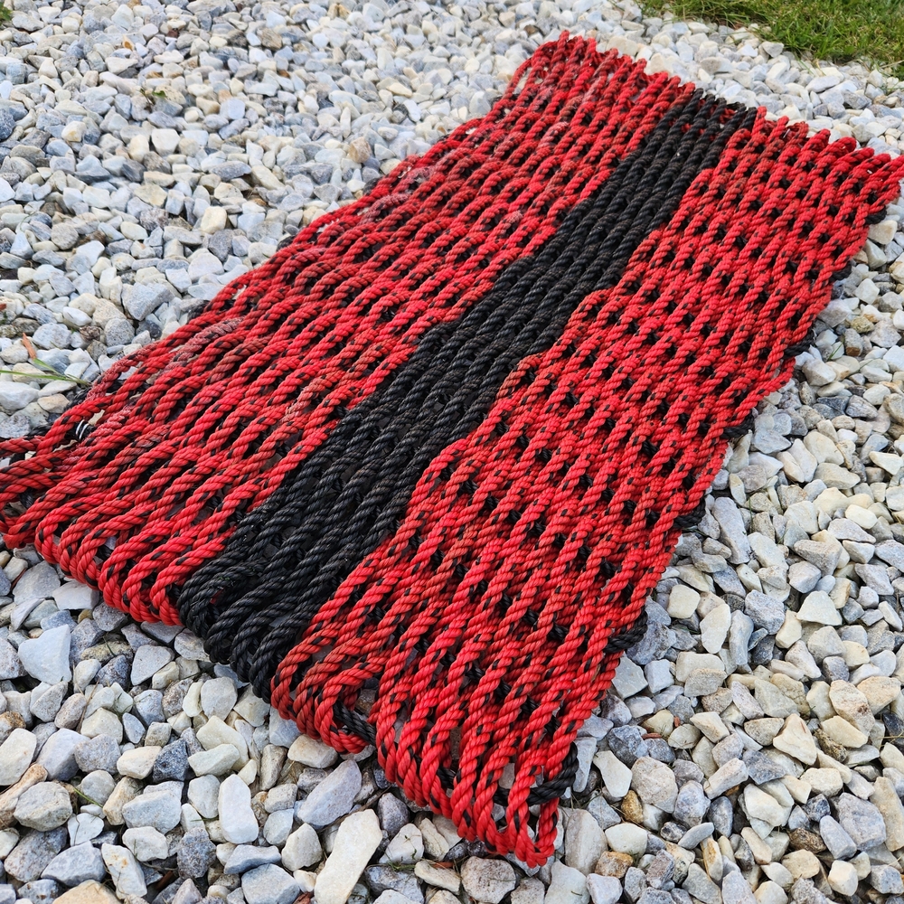 Red and Black Woven Door Mat